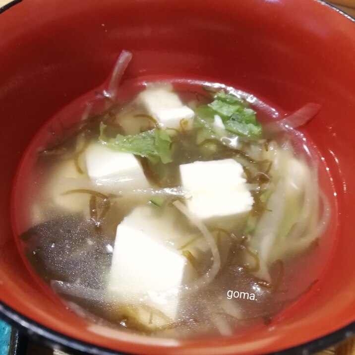 ヤーコンもずく豆腐スープ